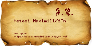 Hetesi Maximilián névjegykártya